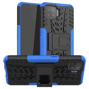 For OPPO F17 Tire Texture Shockproof TPU+PC Protective Case with Holder(Blue)