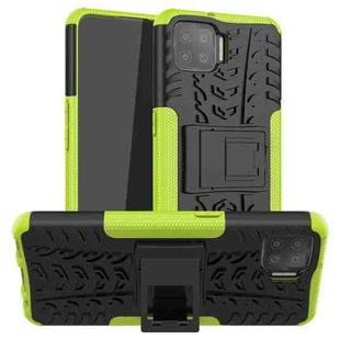 For OPPO F17 Tire Texture Shockproof TPU+PC Protective Case with Holder(Green)