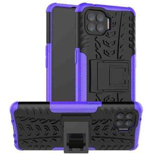 For OPPO F17 Pro Tire Texture Shockproof TPU+PC Protective Case with Holder(Purple)