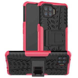 For OPPO F17 Pro Tire Texture Shockproof TPU+PC Protective Case with Holder(Pink)