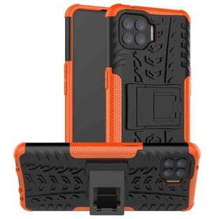 For OPPO F17 Pro Tire Texture Shockproof TPU+PC Protective Case with Holder(Orange)