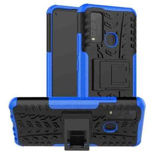 For vivo Y50 Tire Texture Shockproof TPU+PC Protective Case with Holder(Blue)