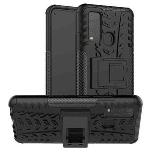 For vivo Y50 Tire Texture Shockproof TPU+PC Protective Case with Holder(Black)