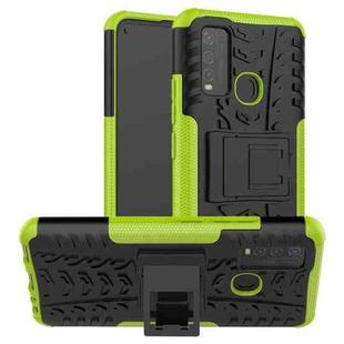 For vivo Y50 Tire Texture Shockproof TPU+PC Protective Case with Holder(Green)