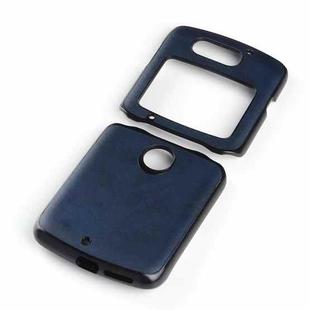 For Motorola Moto Razr 5G Two-color Cowhide Texture Top-grain Leather Shockproof Protective Case(Blue)
