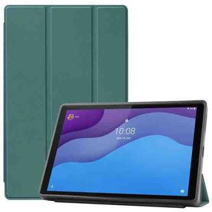 For Lenovo Tab M10 HD 2nd Gen TB-X306 Caster Pattern Horizontal Flip Tablet PC Protective Leather Case with Tri-fold Bracket & Sleep Function(Dark Green)