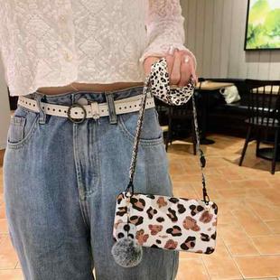 For iPhone 12 mini Leopard Crossbody Shockproof TPU Case with Lanyard (White)