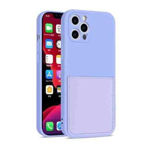 Liquid Silicone Skin Feel Shockproof Protective Case with Card Slot For iPhone 12 Pro Max(Light Purple)