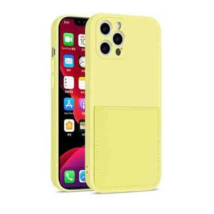 For iPhone 12 Liquid Silicone Skin Feel Shockproof Protective Case with Card Slot(Yellow)