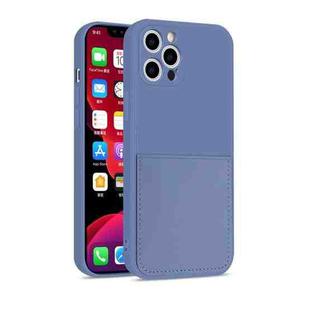 For iPhone 12 mini Liquid Silicone Skin Feel Shockproof Protective Case with Card Slot (Lavender Grey)