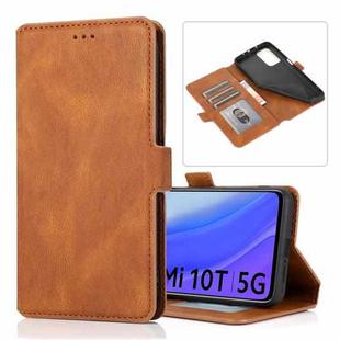 For Xiaomi Mi 10T 5G Retro Magnetic Closing Clasp Horizontal Flip Leather Case with Holder & Card Slots & Photo Frame & Wallet(Brown)