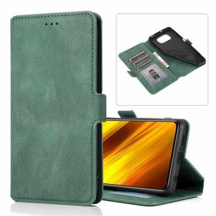 For Xiaomi Poco X3 NFC Retro Magnetic Closing Clasp Horizontal Flip Leather Case with Holder & Card Slots & Photo Frame & Wallet(Dark Green)