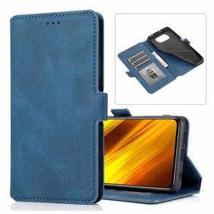 For Xiaomi Poco X3 NFC Retro Magnetic Closing Clasp Horizontal Flip Leather Case with Holder & Card Slots & Photo Frame & Wallet(Blue)