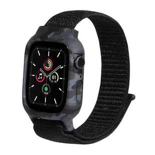 Nylon Wrist Strap Watch Band For Apple Watch Series 7 45mm / 6 & SE & 5 & 4 44mm / 3 & 2 & 1 42mm(Dark Black)
