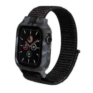 Nylon Wrist Strap Watch Band For Apple Watch Series 7 45mm / 6 & SE & 5 & 4 44mm / 3 & 2 & 1 42mm(Black)