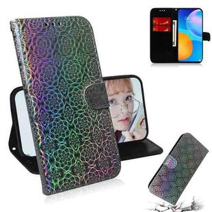 For Huawei P smart 2021 / Y7a Solid Color Colorful Magnetic Buckle Horizontal Flip PU Leather Case with Holder & Card Slots & Wallet & Lanyard(Silver)