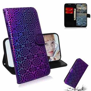 For Nokia 2.4 Solid Color Colorful Magnetic Buckle Horizontal Flip PU Leather Case with Holder & Card Slots & Wallet & Lanyard(Purple)