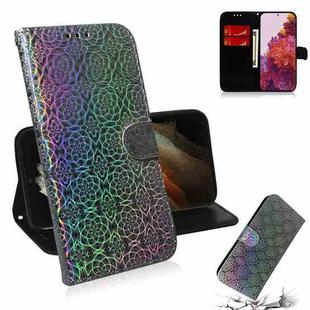 For Samsung Galaxy S21 Ultra 5G Solid Color Colorful Magnetic Buckle Horizontal Flip PU Leather Case with Holder & Card Slots & Wallet & Lanyard(Silver)