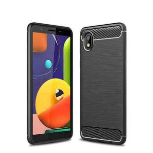 For Samsung Galaxy A01 Core Brushed Texture Carbon Fiber TPU Case(Black)