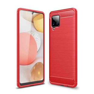 For Samsung Galaxy A42 5G Brushed Texture Carbon Fiber TPU Case(Red)