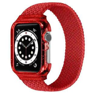 Weave Wrist Strap Watch Bands with Frame For Apple Watch Series  7  45mm / & 6 & SE & 5 & 4 44mm , Length:128mm(Red)