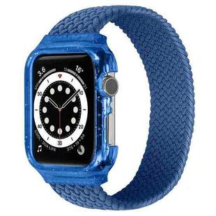 Weave Wrist Strap Watch Bands with Frame For Apple Watch Series  7  45mm / & 6 & SE & 5 & 4 44mm , Length:135mm(Cold Sea Blue)