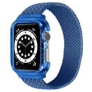 Weave Wrist Strap Watch Bands with Frame For Apple Watch Series  7  45mm / & 6 & SE & 5 & 4 44mm , Length:160mm(Cold Sea Blue)