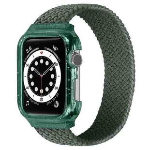 Weave Wrist Strap Watch Bands with Frame For Apple Watch Series 7 45mm / 6 & SE & 5 & 4 44mm / 3 & 2 & 1 42mm, Length:165mm(Dark Olive Green)