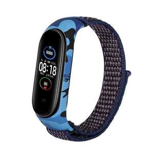 For Xiaomi Mi Band 6 / 5 / 4 / 3 Nylon Loop Camouflage Integrated  Watch Band(Indigo Blue)