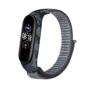For Xiaomi Mi Band 6 / 5 / 4 / 3 Nylon Loop Camouflage Integrated  Watch Band(Grey)