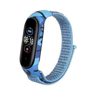 For Xiaomi Mi Band 6 / 5 / 4 / 3 Nylon Loop Camouflage Integrated  Watch Band(Cape Blue)