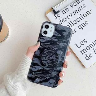 For iPhone 11 Shockproof IMD Camouflage TPU Protective Case with Holder (Black)