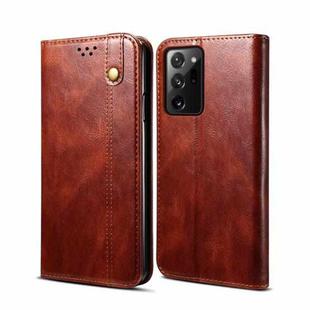 For Samsung Galaxy S20 Plus Simple Wax Crazy Horse Texture Horizontal Flip Leather Case with Card Slots & Wallet(Brown)