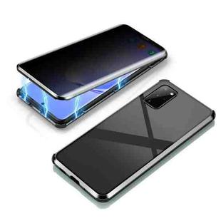 For Samsung Galaxy S20+ Four-corner Shockproof Anti-peeping Magnetic Metal Frame Double-sided Tempered Glass Case(Black)