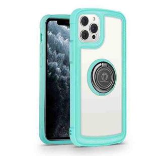 Military Industry Acrylic Backplane Shockproof Protective Case with Ring Holder For iPhone 12 Pro Max(Blue)
