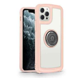 Military Industry Acrylic Backplane Shockproof Protective Case with Ring Holder For iPhone 12 Pro Max(Pink)