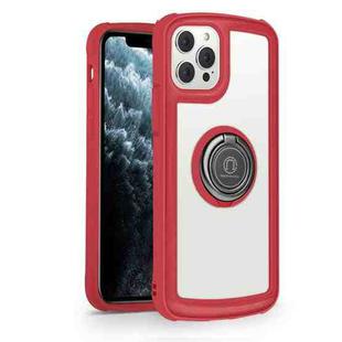 Military Industry Acrylic Backplane Shockproof Protective Case with Ring Holder For iPhone 12 / 12 Pro(Red)