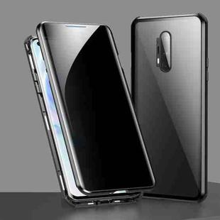 For OnePlus 8 Pro Four-corner Shockproof Anti-peeping Magnetic Metal Frame Double-sided Tempered Glass Case(Black)