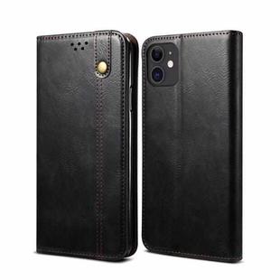 For iPhone 11 Simple Wax Crazy Horse Texture Horizontal Flip Leather Case with Card Slots & Wallet (Black)