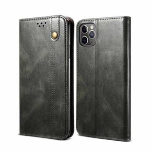 For iPhone 11 Pro Simple Wax Crazy Horse Texture Horizontal Flip Leather Case with Card Slots & Wallet (Dark Green)
