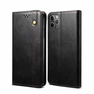 For iPhone 11 Pro Max Simple Wax Crazy Horse Texture Horizontal Flip Leather Case with Card Slots & Wallet (Black)