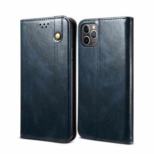 For iPhone 11 Pro Max Simple Wax Crazy Horse Texture Horizontal Flip Leather Case with Card Slots & Wallet (Navy Blue)