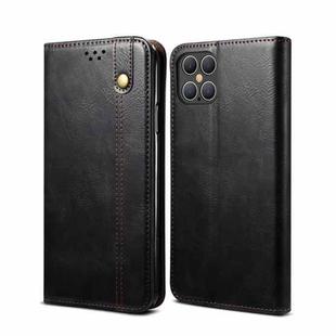 For iPhone 12 / 12 Pro Simple Wax Crazy Horse Texture Horizontal Flip Leather Case with Card Slots & Wallet(Black)