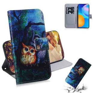 For Huawei P Smart 2021 / Y7a Coloured Drawing Horizontal Flip Leather Case, with Holder & Card Slots & Wallet(Oil Painting Owl)