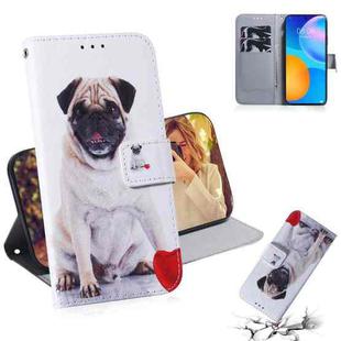 For Huawei P Smart 2021 / Y7a Coloured Drawing Horizontal Flip Leather Case, with Holder & Card Slots & Wallet(Pug)