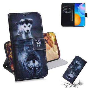 For Huawei P Smart 2021 / Y7a Coloured Drawing Horizontal Flip Leather Case, with Holder & Card Slots & Wallet(Wolf and Dog)