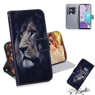For LG K31 / Aristo 5 Coloured Drawing Horizontal Flip Leather Case, with Holder & Card Slots & Wallet(Lion)