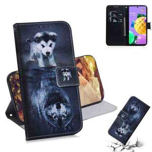 For LG K62 / K52 / Q52 Coloured Drawing Horizontal Flip Leather Case, with Holder & Card Slots & Wallet(Wolf and Dog)