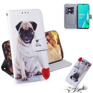 For OPPO A11x / A11 / A5 (2020) / A9 (2020) Coloured Drawing Horizontal Flip Leather Case, with Holder & Card Slots & Wallet(Pug)