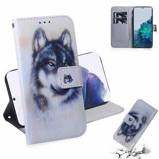 For Samsung Galaxy S21+ 5G Coloured Drawing Horizontal Flip Leather Case, with Holder & Card Slots & Wallet(White Wolf)